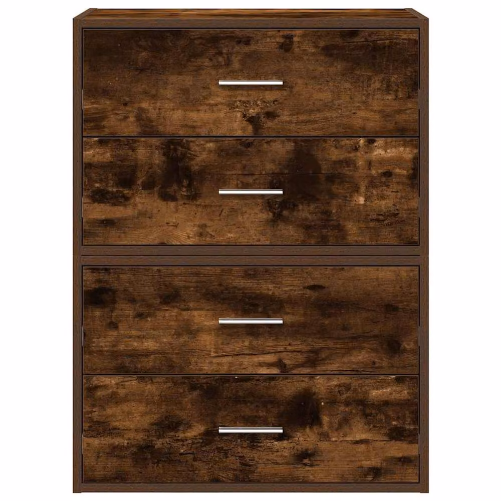 Berkfield Home Set of 2 Durable Smoked Oak Cabinets with 2 Drawers, Brown, W/D/H: 60 x 31 x 40 cm – 2