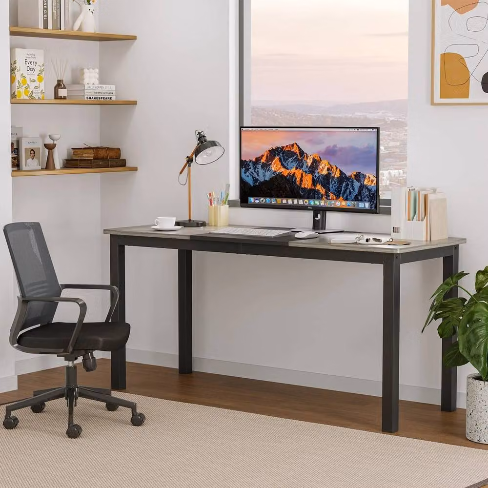 VOGREX Multi Purpose Gaming, Office or Dining Desk in Grey, W/D/H: 120 x 60 x 75 cm – 4