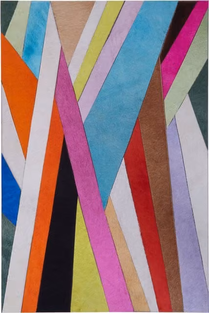 Bosie Safira Multicolour Genuine Leather Striped Abstract Wall Art