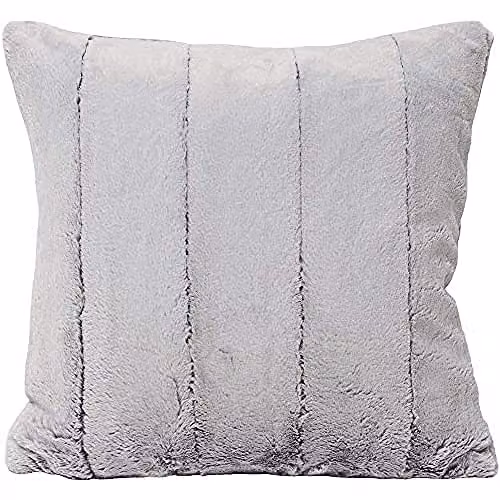 Paoletti Empress Grey Faux Fur Square Filled Cushion W/D/H: 55 x 55 x 55 cm