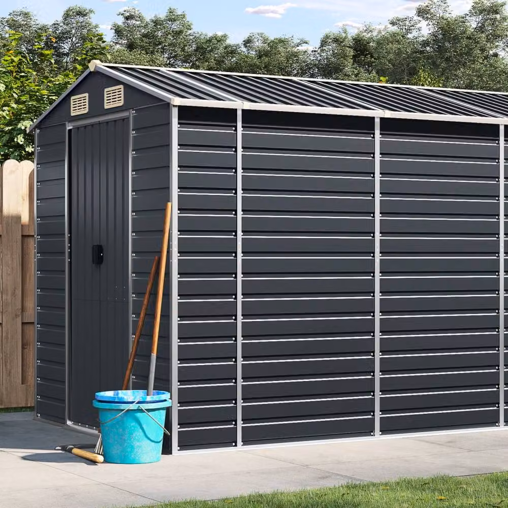 Berkfield Home Anthracite Galvanised Steel Garden Shed with Side Vent, W/D/H: 191 x 640 x 198 cm – 2