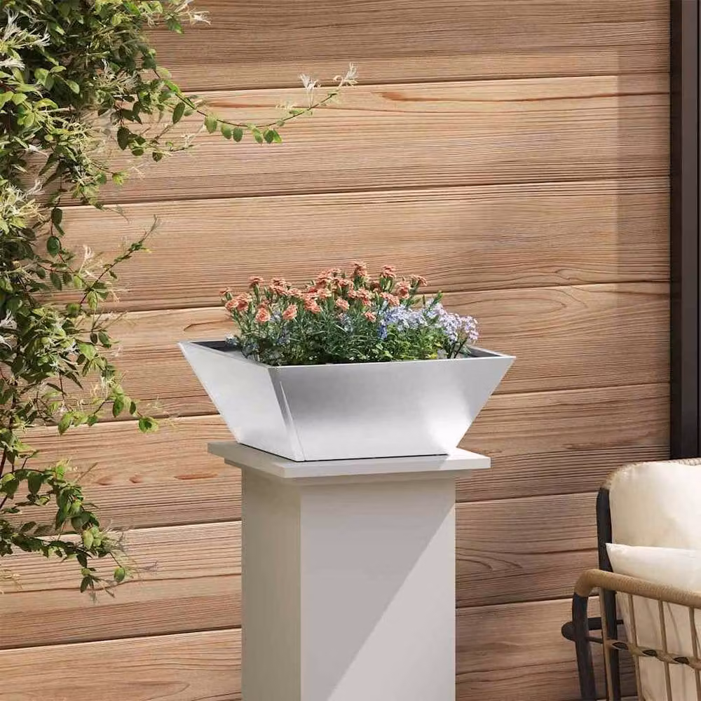Berkfield Home Modern Garden Bowl Planters, 5 Piece Stainless Steel Set in Silver, W/D/H: 40 x 40 x 15 cm – 3