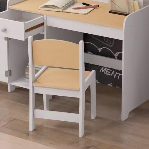 ZONEKIZ Kids Desk and Chair Set for Ages 3-6 Years in White – 6