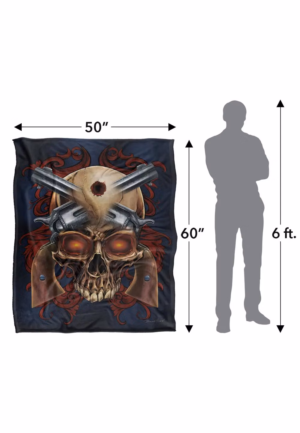 JQ Licensing Ba-Jp Skull and Pistols Silky Touch Super Soft Fleece Throw Blanket in White, W/D/H: 152 x 127 cm – 7