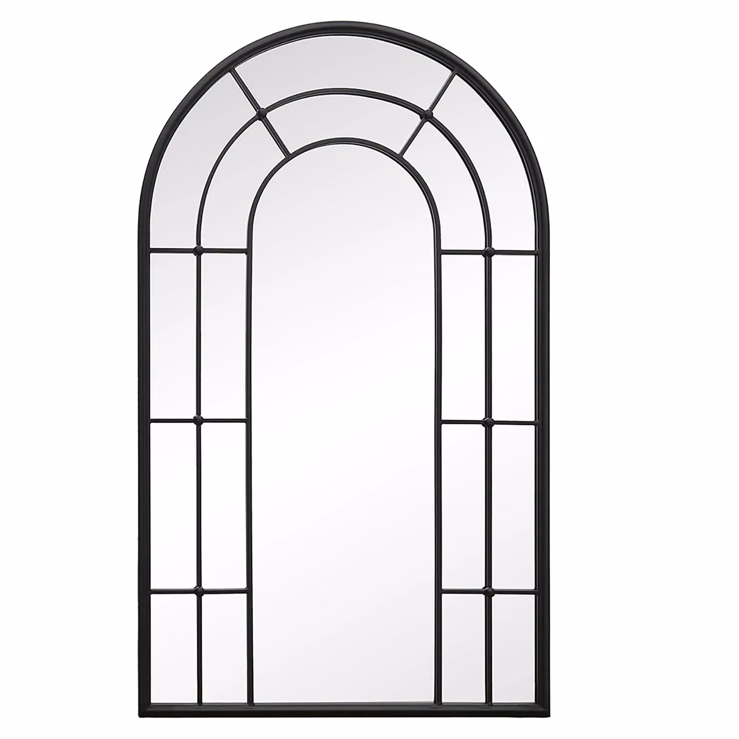 Dibor Classic Black Tall Rounded Decorative Arch Wall Mirror, H 107 cm x W 65 cm – 2