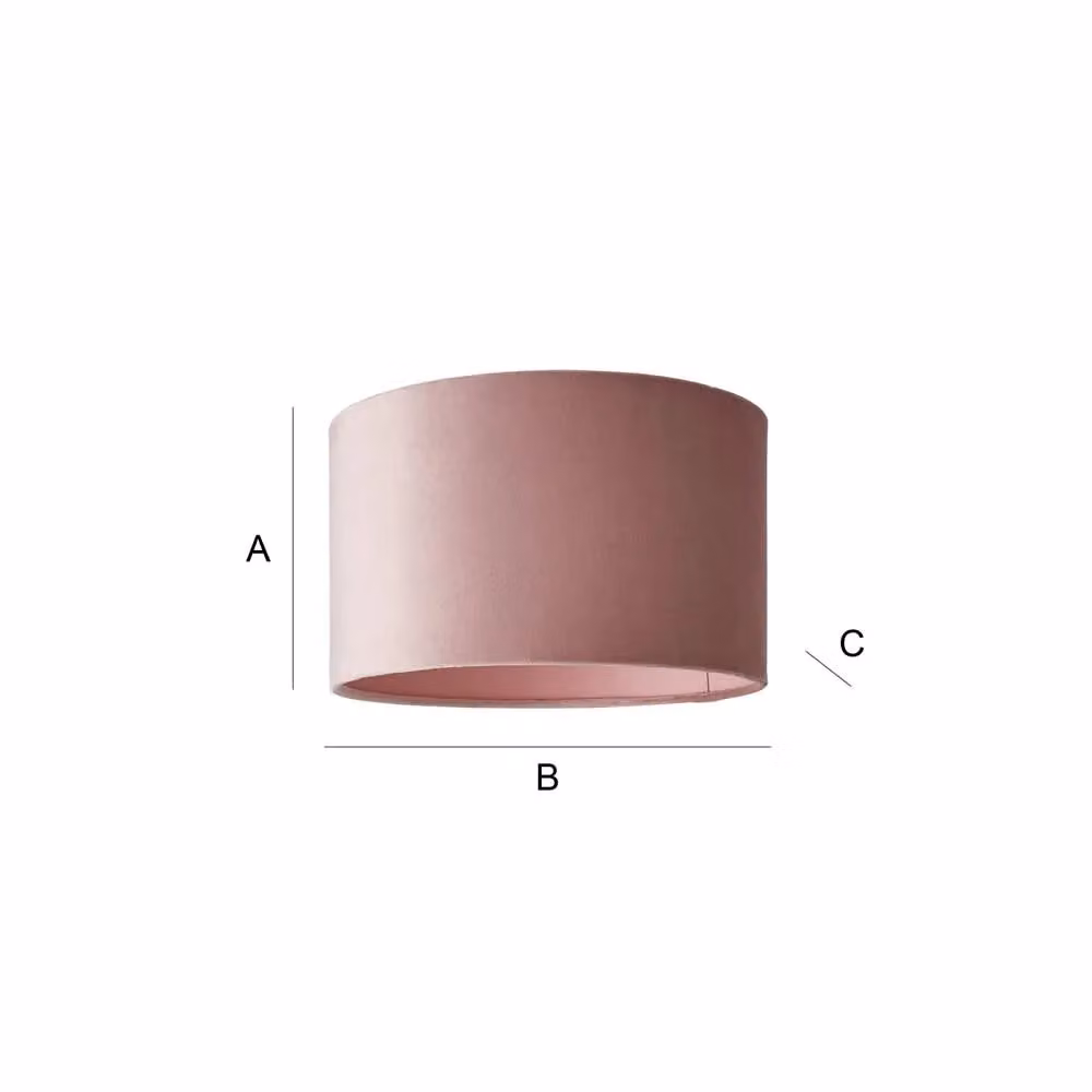 ValueLights Reni Blush Pink Velvet Drum Ceiling Lamp Shade in Dusty Pink, Width: 35 cm – 3