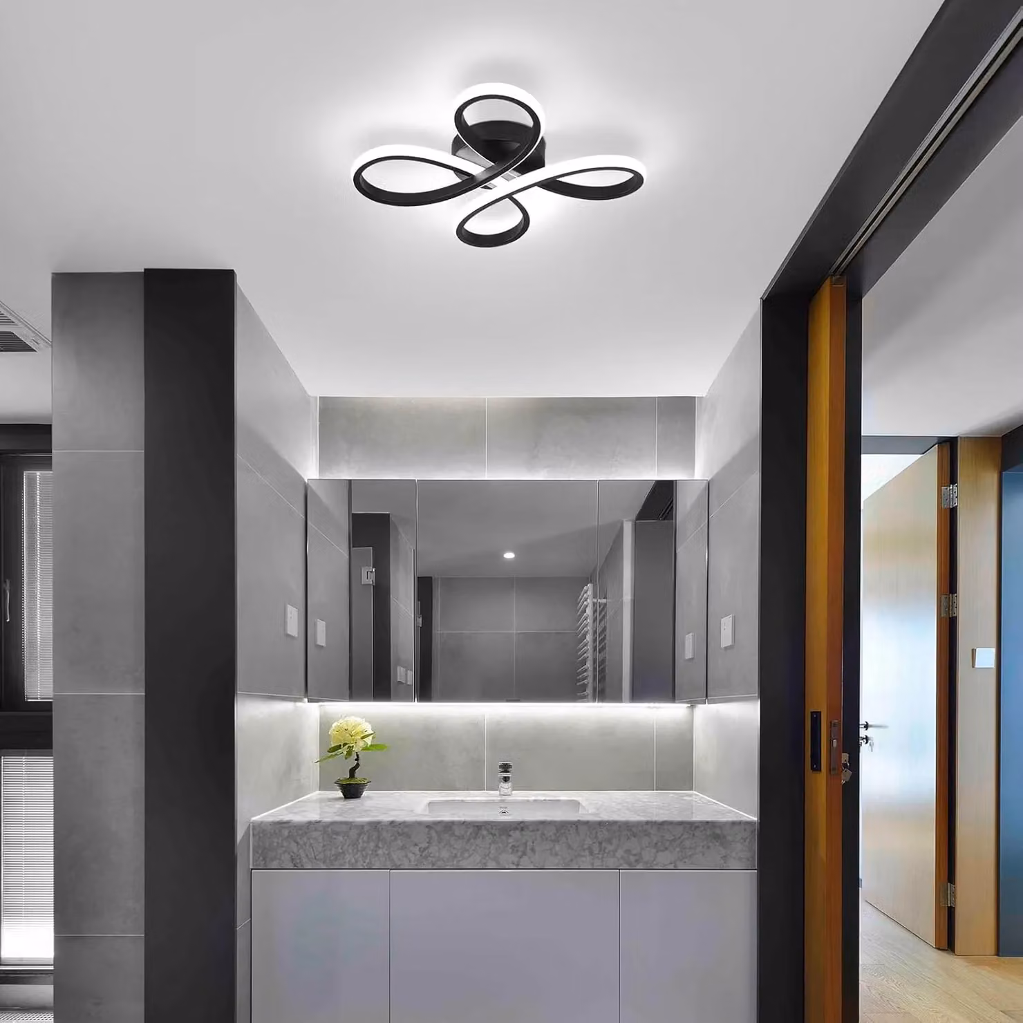 COMELY Modern LED Ceiling Light, 30W, Black, Cool White 6500K – 5
