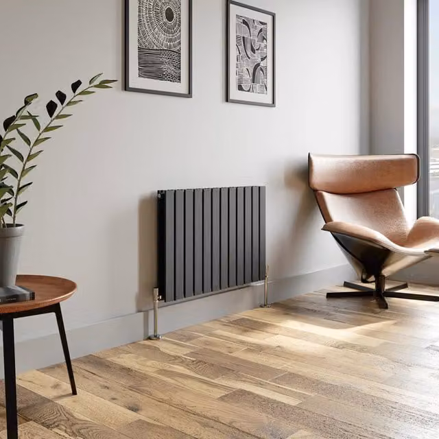 Temprazo Horizontal Double Flat Panel Designer Radiator in Anthracite Grey, W: 1060 mm, H: 600 mm