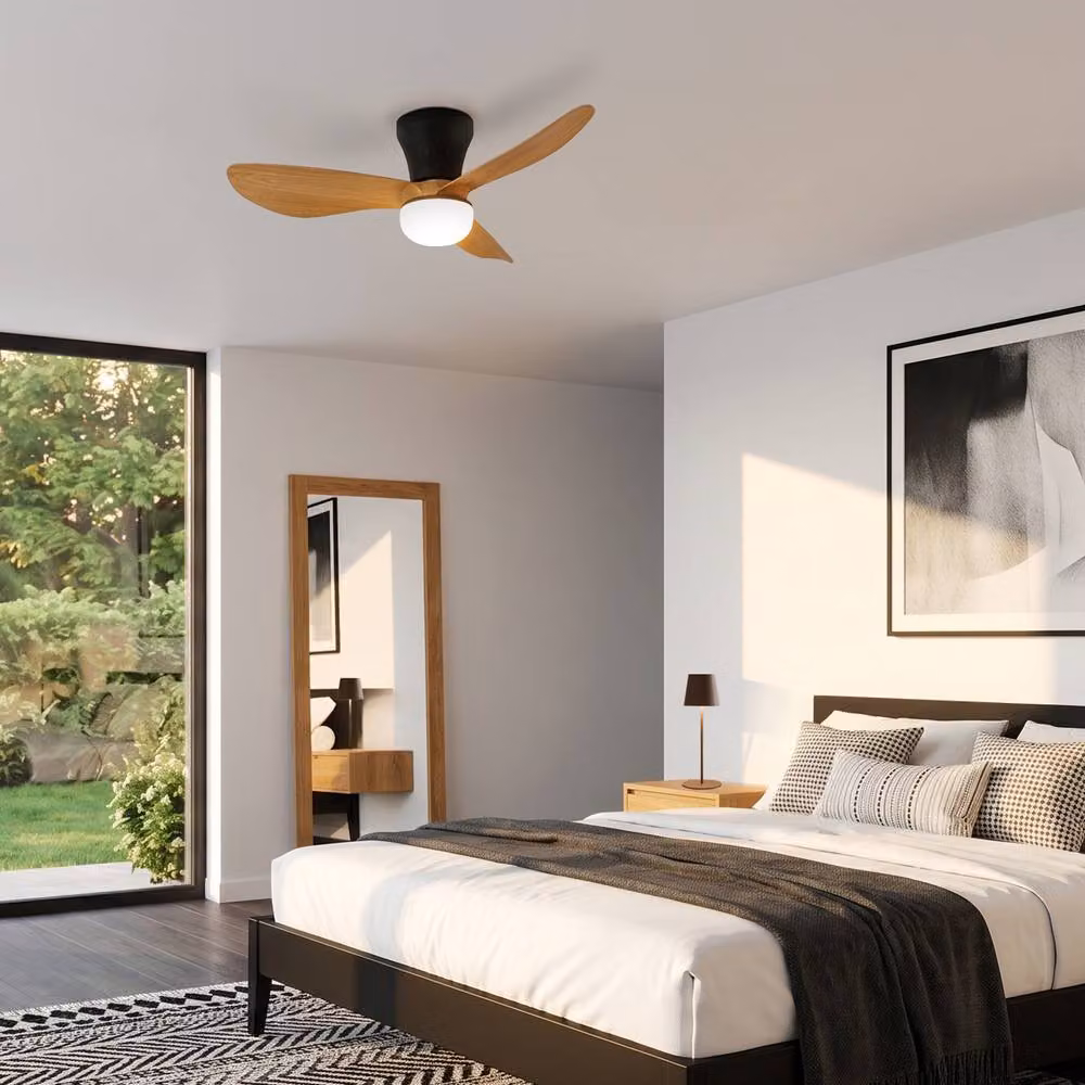 Briloner Black Wood Ceiling Fan with Dimmable LED Light and Remote Control – 2
