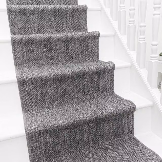 runrug Stripes Reversible and Durable Stair Runner Carpet in Grey, W: 60 cm, L: 660 cm