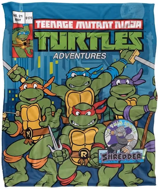 LOGOVISION Teenage Mutant Ninja Turtles TMNT Comic Cover No.21 Silky Touch Super Soft Fleece Throw Blanket, White, W/D/H: 152 x 127 x 1 cm