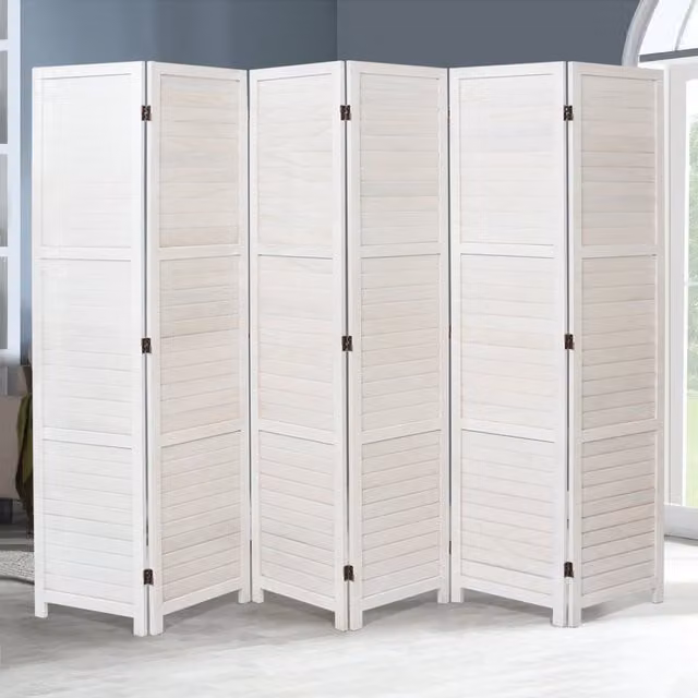 Livingandhome Shabby Chic White Wood and Metal Room Divider, Height: 240 cm