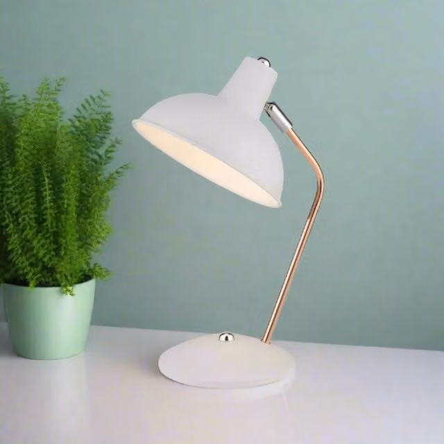 CGC Josie Modern White and Copper Metal Arch Desk Lamp