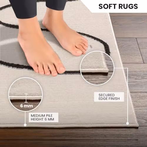 Livabliss Modern Abstract Runner Rug in White, Black and Beige, W/D/H: 80 x 220 cm – 4
