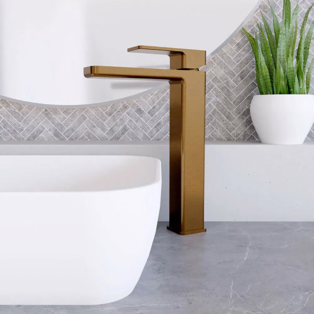 Balterley Square High Rise Mono Basin Mixer Tap in Brushed Bronze Brown – 2