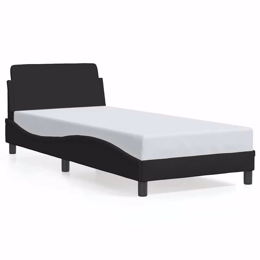 Berkfield Home Dover Single Upholstered Fabric Bed Frame, Black, W/D/H: 90 x 190 cm – 2