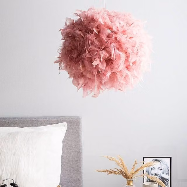 Wyld and Coco Pink Feather Pendant Lamp