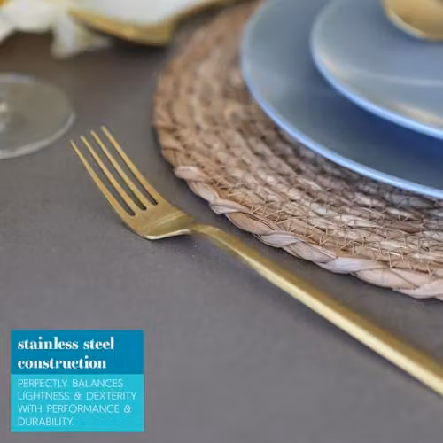 Argon Tableware Gold Coated Stainless Steel Dinner Forks, Pack of 8 – 2