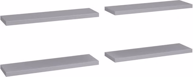 Berkfield Home Set of 4 Grey Floating Wall Shelves, W/D/H: 90 x 23.5 x 4 cm