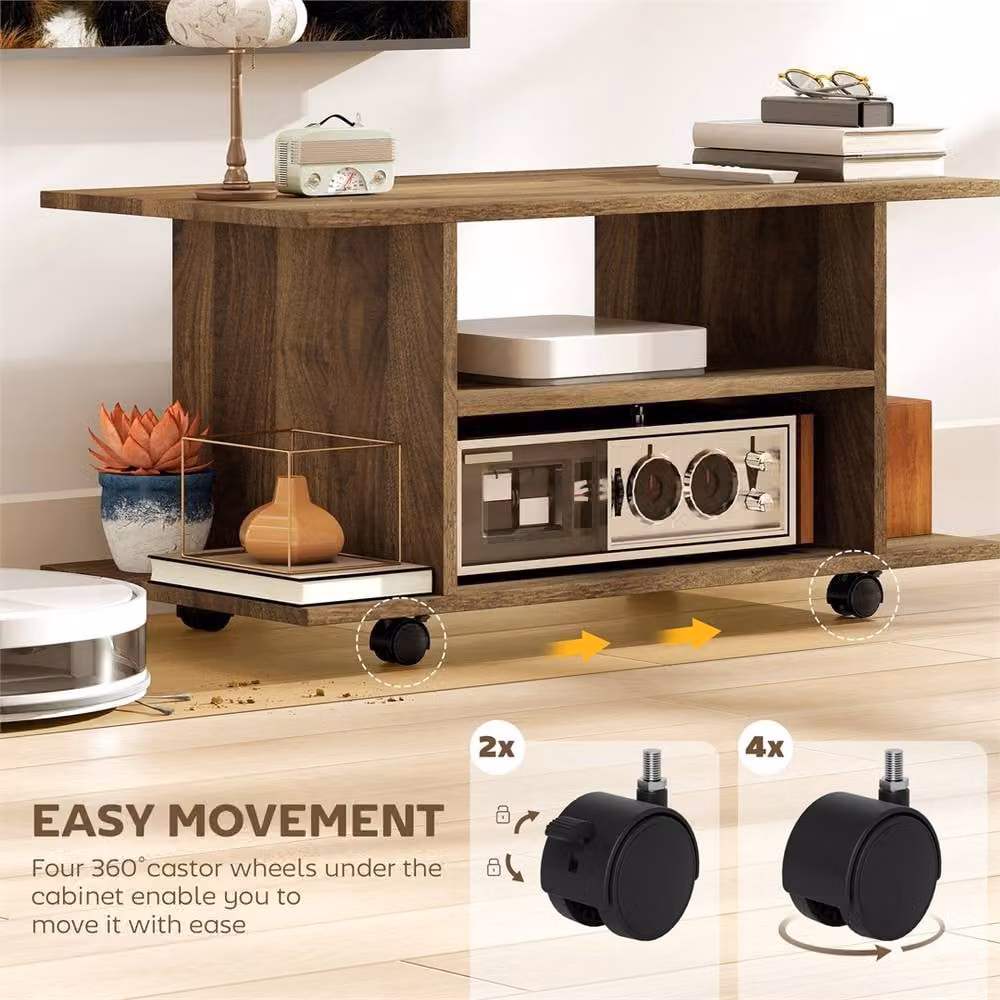 Kelvenix Walnut 3 Tier Mobile Storage Shelves in Brown – 4