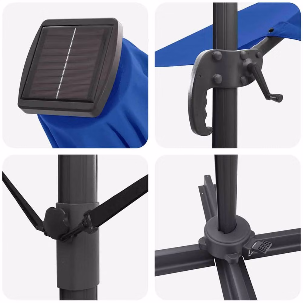 Berkfield Home Warm Cantilever Roma Parasol with LEDs in Azure Blue, W/D/H: 352 x 251 x 265 cm – 5