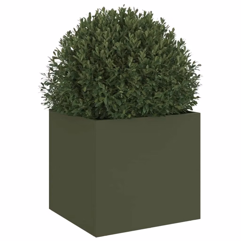 Berkfield Home Steel Planter Tub in Green, W/D/H: 32 x 30 x 29 cm – 4