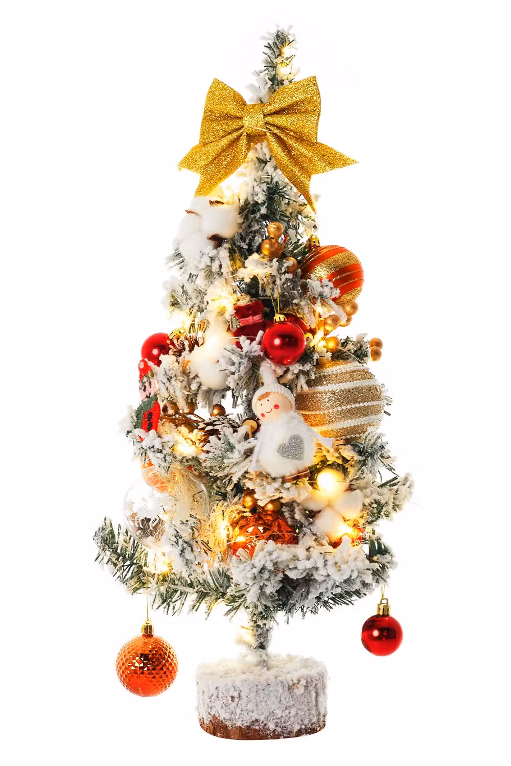Living and Home 60cm Mini Tabletop Christmas Tree with LED Lights in Orange and Multicolour – 2