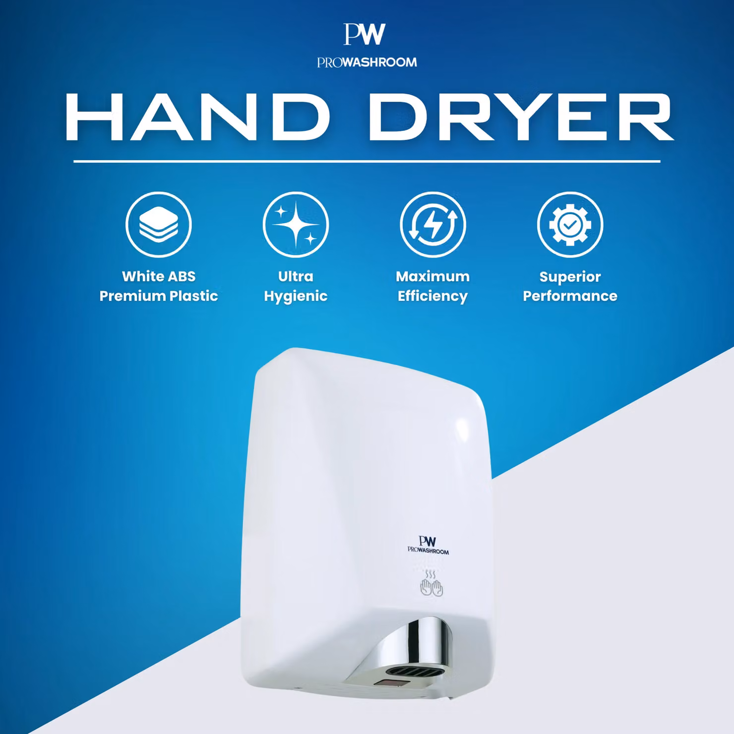 MYLEK Pro Washroom High-Speed Hand Dryer, White, Wall-Mounted – 2