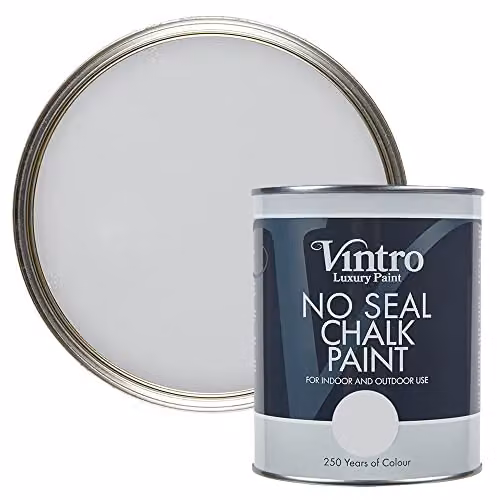 Vintro Bidston Grey No Seal Chalk Paint, Matt Water Based Interior and Exterior Paint for Wood and Metal, 1 Litre