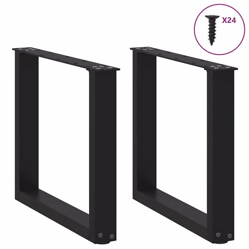 Berkfield Home U-Shaped Steel Coffee Table Legs, 2 Pieces, Black, H: 42-43 cm x W: 50 cm – 2