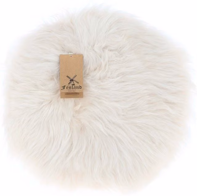 Fenland England Lenen Round Sheepskin Seat Pad in White