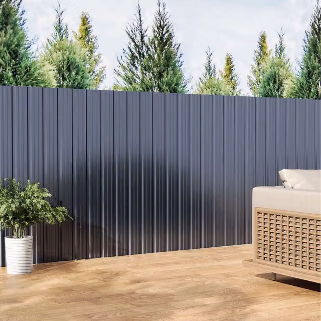 Komore Set of 6 Grey Corrugated Steel Enamel Sheets, Width: 115 cm