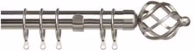 NewEdgeBlinds Satin Silver Metal Curtain Pole Set, 200 cm
