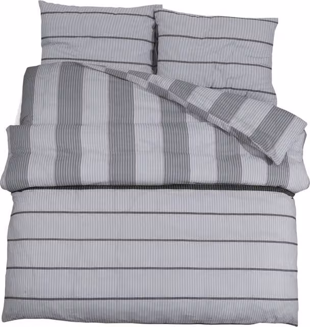 Berkfield Home Grey Cotton Duvet Cover and Pillowcase Set, W: 225 cm, H: 220 cm – 1