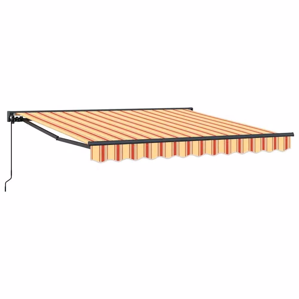 Berkfield Home Manual Retractable Folding Arm Awning in Yellow and Orange Striped Polyester, W/D/H: 300 x 250 cm – 3