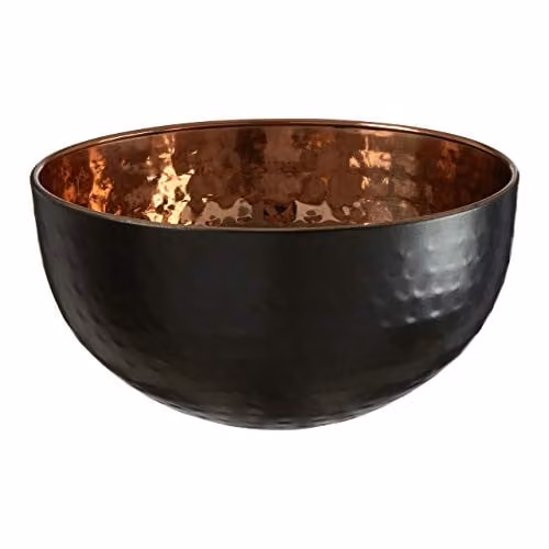 Premier Housewares Mixology Hammered Serving Bowl in Copper and Black, Small (W: 15 cm, D: 15 cm, H: 7 cm)