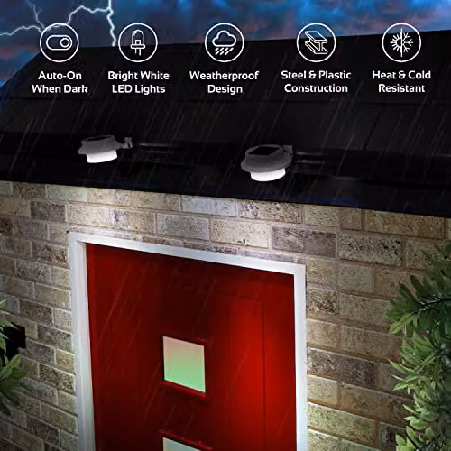 GardenKraft Solar LED Gutter and Fence Lights, Pack of 2, White – 4