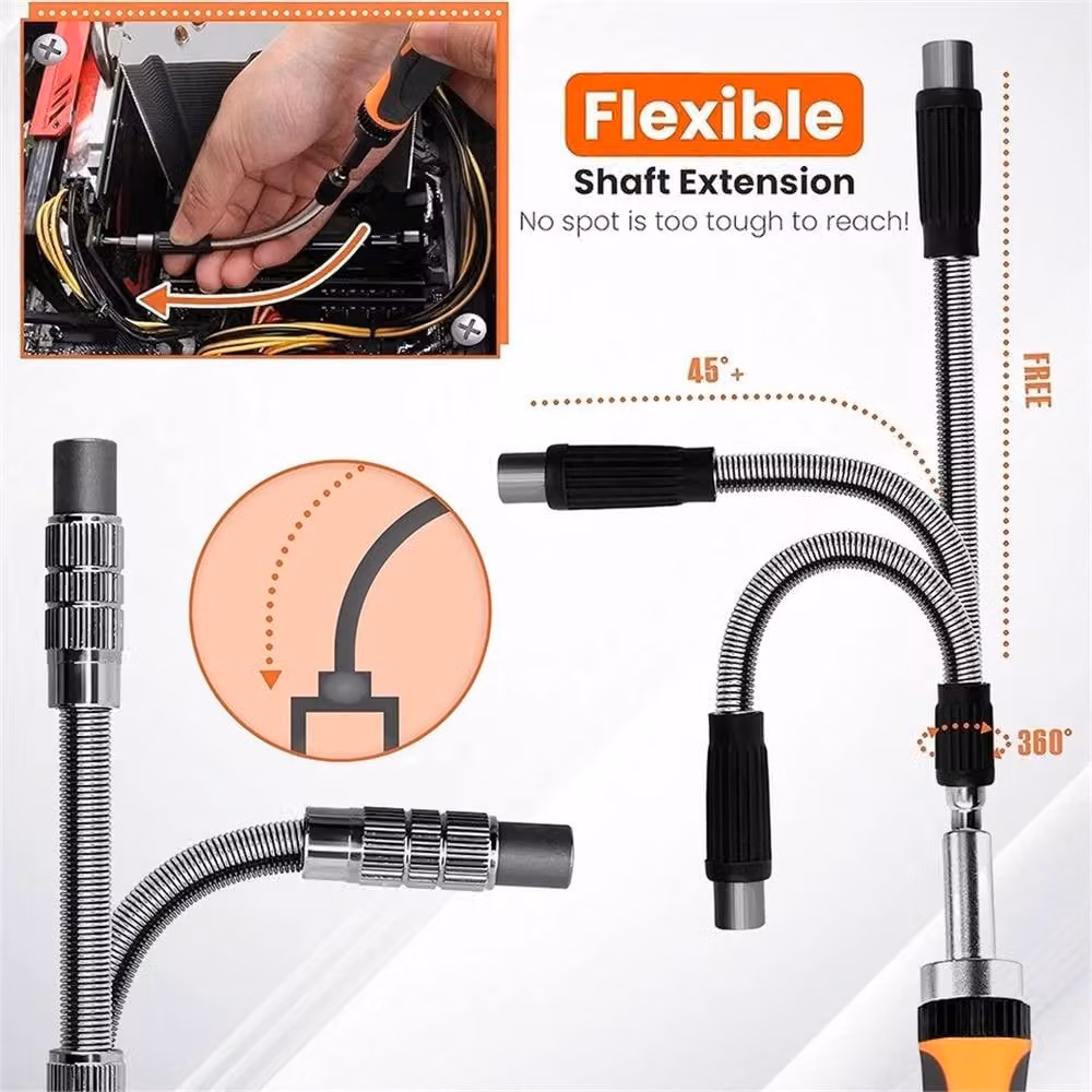 Nordara 38-in-1 Magnetic Ratchet Handle Screwdriver Bit and Socket Set in Orange – 3