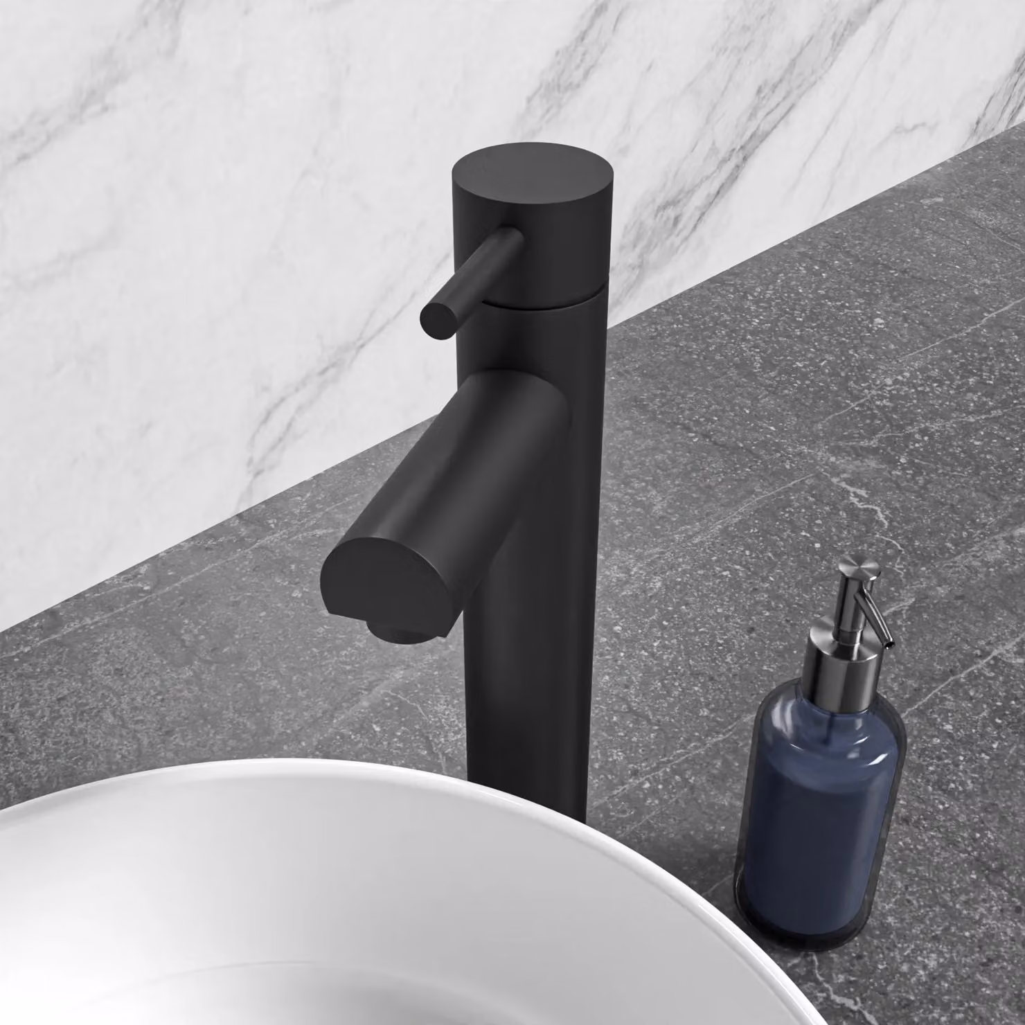 Nes Home Matte Black Modern Brass Tall Basin Mono Mixer Single Lever Tap – 2