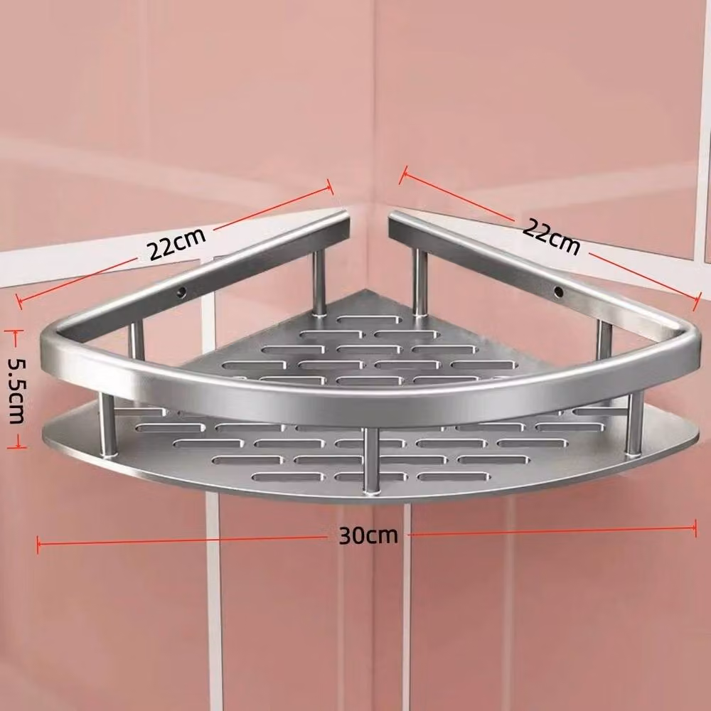 VOGREX 4-Piece Stainless Steel Adhesive Wall Mounted Corner Shower Caddy Baskets in Silver – 2