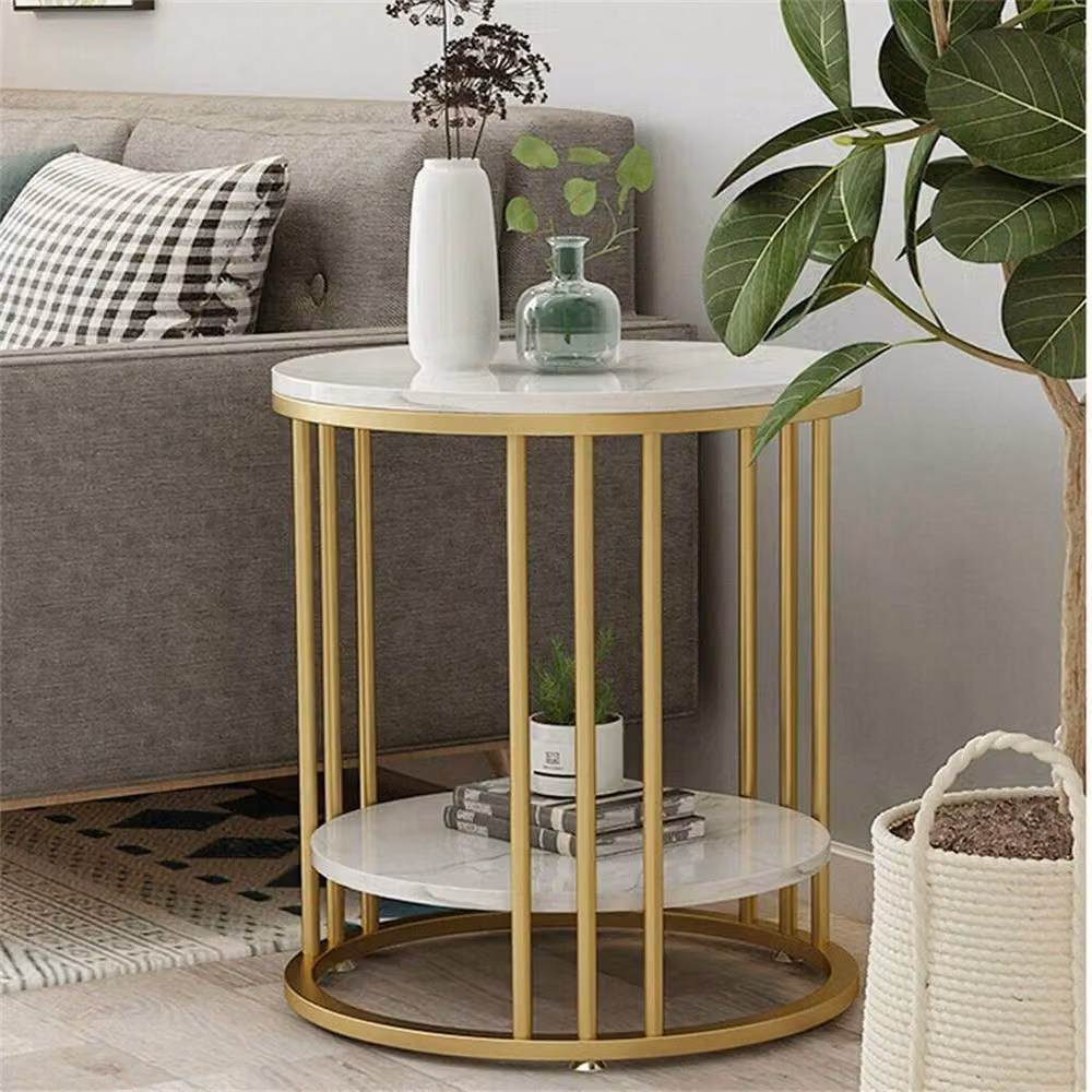 EONLION White Round Marble Coffee Table, Diameter: 100 cm – 2