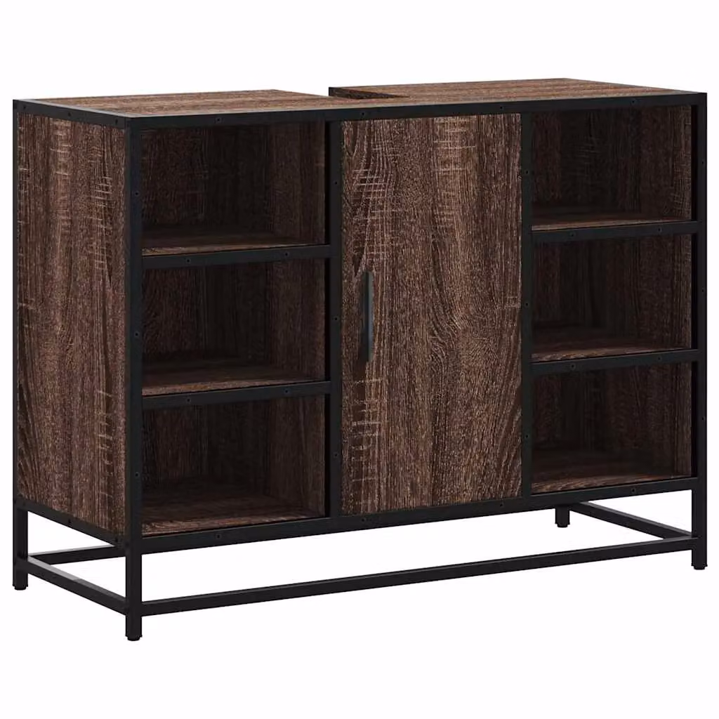 Berkfield Home Brown Oak Bathroom Sink Cabinet W/D/H: 80 x 33 x 60 cm – 2