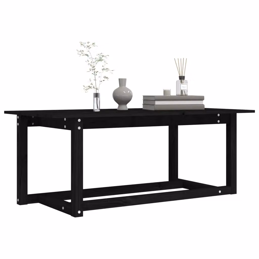 Berkfield Home Black Rustic Solid Pine Coffee Table, W: 110 cm, D: 55 cm, H: 45 cm – 4