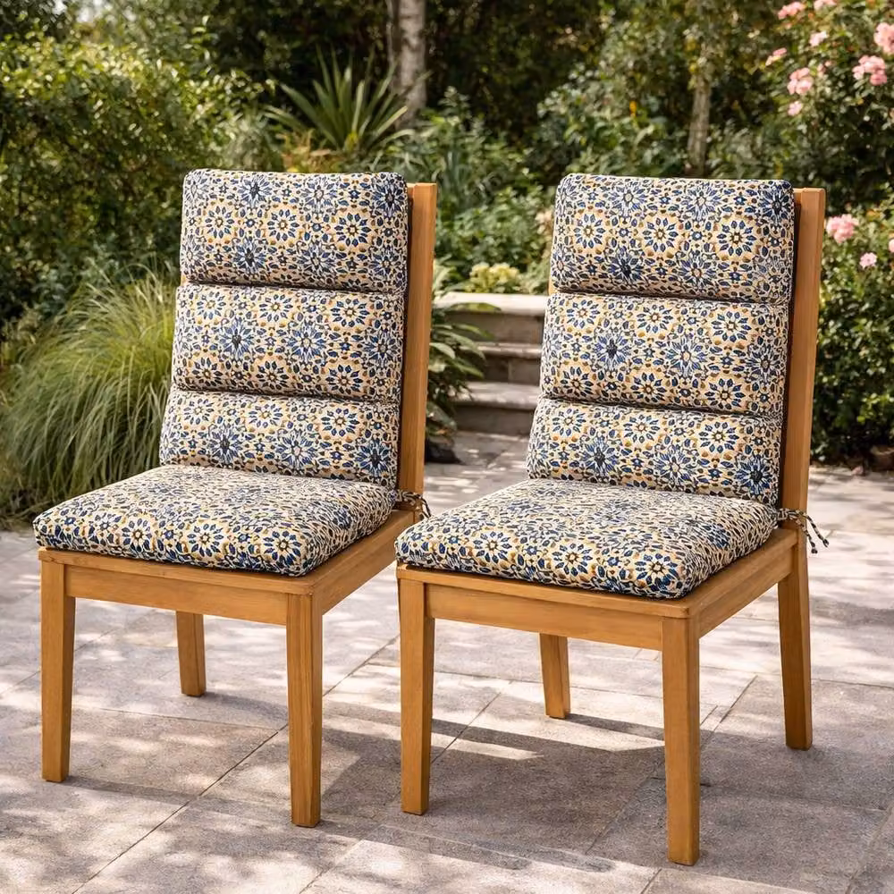 Gardenwize Pack of 2 Casablanca Full Length Outdoor Seat Cushions in Multicolour – 2