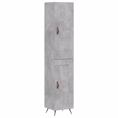 vidaXL Modern Highboard in Grey with Hinged Doors and Internal Shelves, W/D/H: 34.5 x 34 x 180 cm
