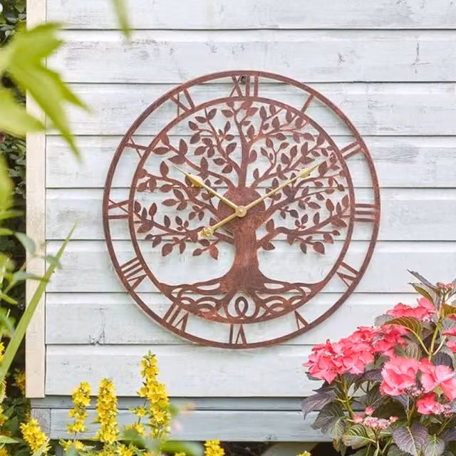 Garden Greatness Tree of Life Bronze Metal Outdoor Wall Clock