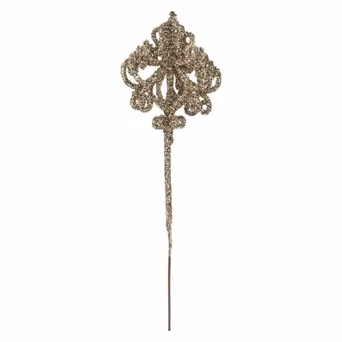 VFM e-Store Christmas Floral Pendant Hanging Ornament in Beige and Gold, H 48 cm x W 14 cm