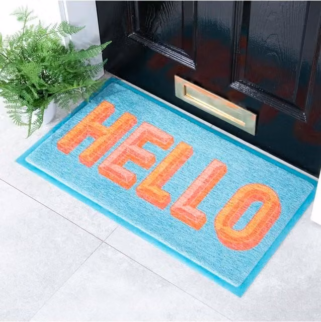 Artsy Mats Hello Doormat in Blue, W: 70 cm, D: 40 cm – 1