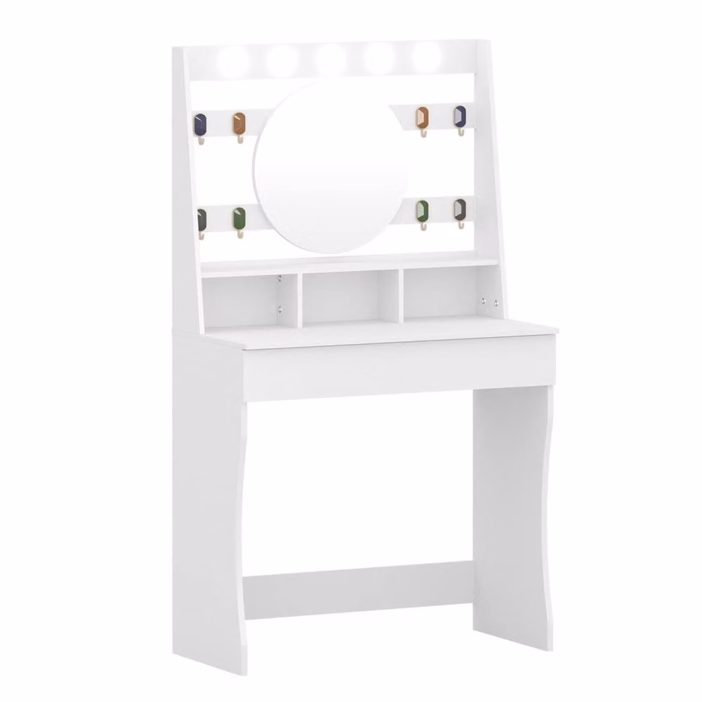 KEEPREAPER Modern White Dressing Table with Hollywood LED Lights, W/D/H: 140 x 80 cm – 2