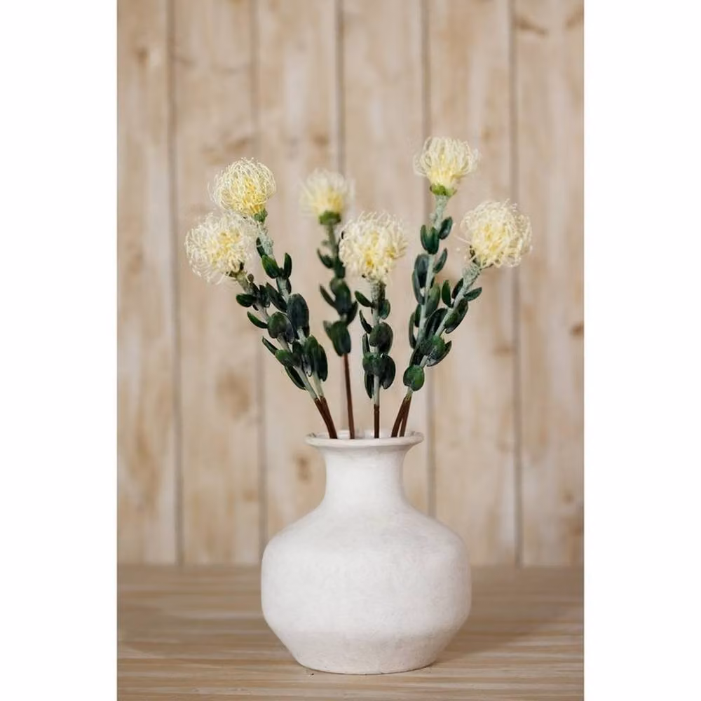 Lemon Pavilion Pincushion Protea Single Stem Flower Spray in Beige and White, Height: 61 cm – 2
